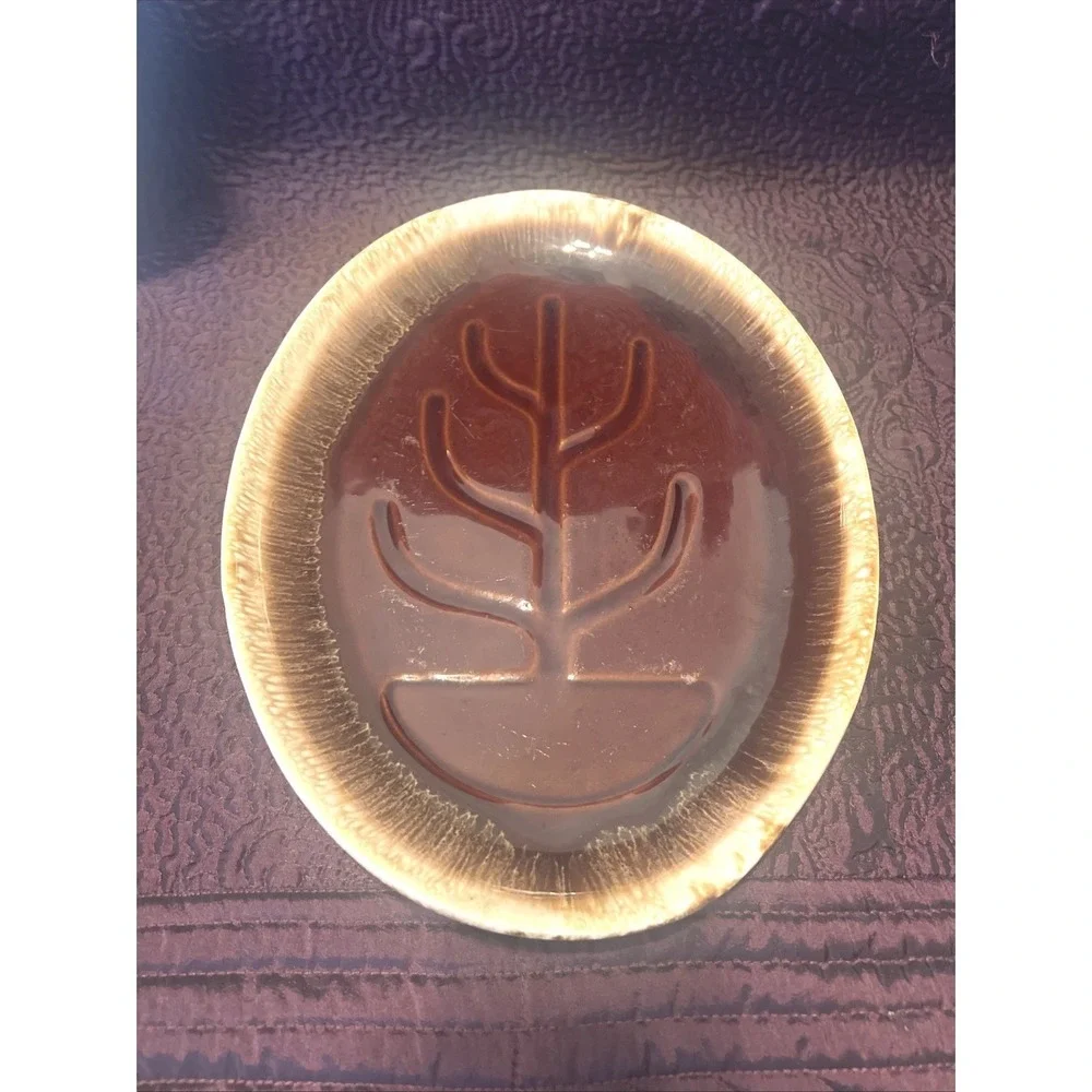 Set 3 MOUNT‎ CLEMENS ERA MCCOY POTTERY 1967 BROWN DRIP GLAZE TREE OF LIFE PLATES